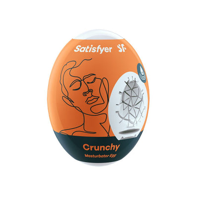 Masturbation Egg Satisfyer Crunchy Orange with textured surface, flexible soft TPE, texturized stimulation points, erotic toy in orange, confidential shipping.