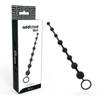 ADDICTED TOYS - ANAL BEADS BLACK, chain of 8 beads with easy removal ring, ideal for beginners, 29 cm length.