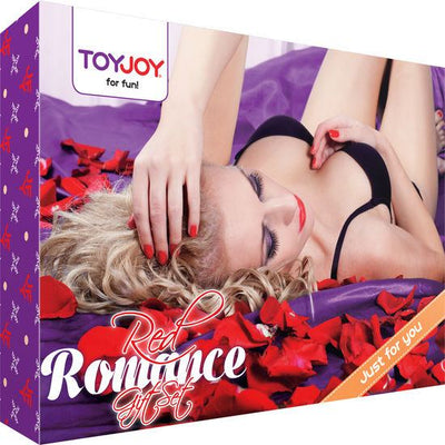 TOYJOY Red Romance Gift Set packaging with rose petals and model.